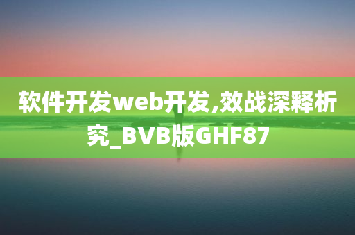 软件开发web开发,效战深释析究_BVB版GHF87