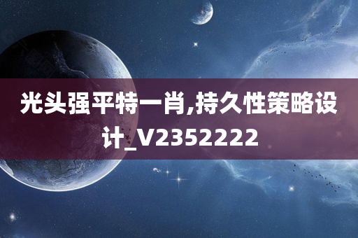 光头强平特一肖,持久性策略设计_V2352222