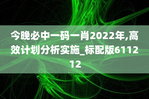 今晚必中一码一肖2022年,高效计划分析实施_标配版611212