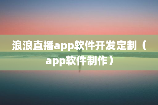 浪浪直播app软件开发定制（app软件制作）