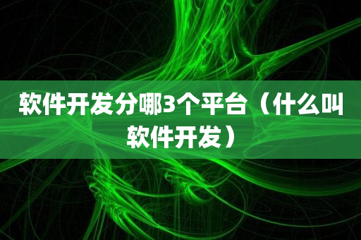 软件开发分哪3个平台（什么叫软件开发）