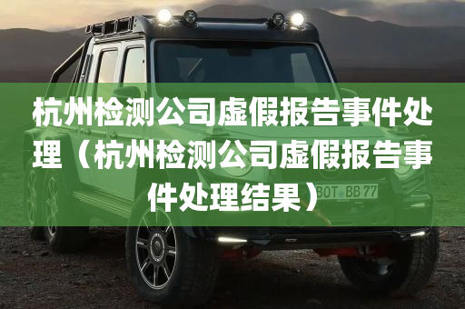 杭州检测公司虚假报告事件处理（杭州检测公司虚假报告事件处理结果）