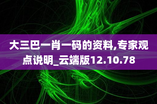 大三巴一肖一码的资料,专家观点说明_云端版12.10.78