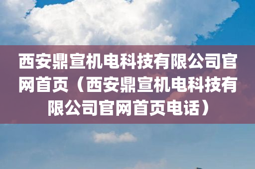 西安鼎宣机电科技有限公司官网首页（西安鼎宣机电科技有限公司官网首页电话）