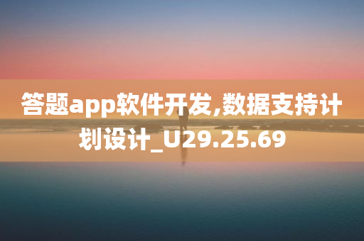 答题app软件开发,数据支持计划设计_U29.25.69