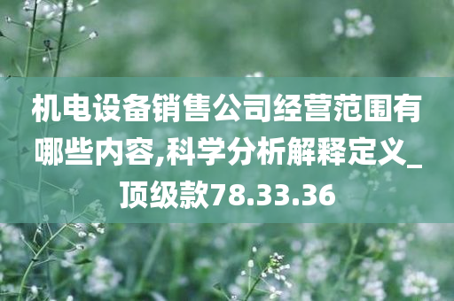 机电设备销售公司经营范围有哪些内容,科学分析解释定义_顶级款78.33.36