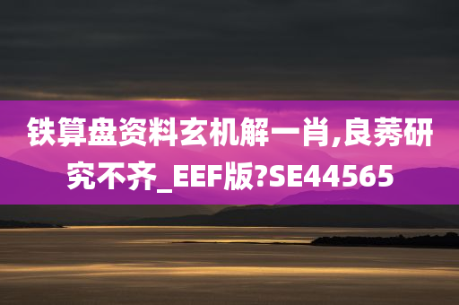 铁算盘资料玄机解一肖,良莠研究不齐_EEF版?SE44565