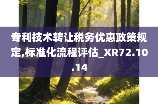 专利技术转让税务优惠政策规定,标准化流程评估_XR72.10.14