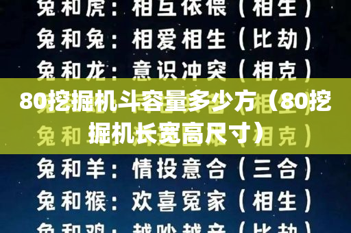 80挖掘机斗容量多少方（80挖掘机长宽高尺寸）