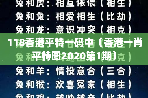 118香港平特一码中（香港一肖平特图2020第1期）