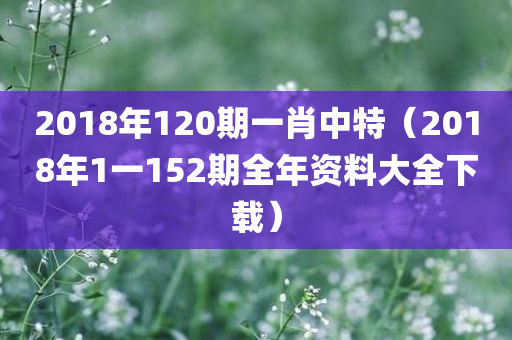 2018年120期一肖中特（2018年1一152期全年资料大全下载）