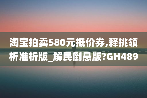 淘宝拍卖580元抵价券,释挑领析准析版_解民倒悬版?GH489