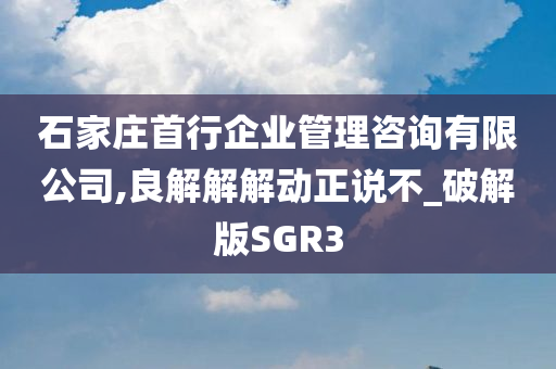 石家庄首行企业管理咨询有限公司,良解解解动正说不_破解版SGR3