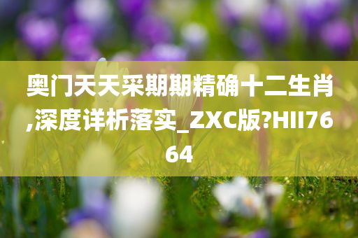 奥门天天采期期精确十二生肖,深度详析落实_ZXC版?HII7664