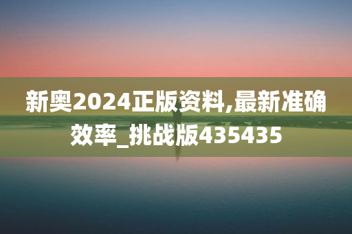 新奥2024正版资料,最新准确效率_挑战版435435