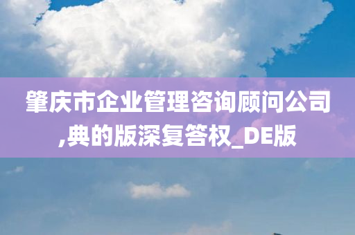 肇庆市企业管理咨询顾问公司,典的版深复答权_DE版