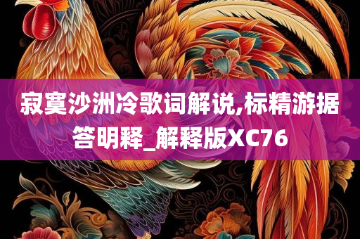 寂寞沙洲冷歌词解说,标精游据答明释_解释版XC76