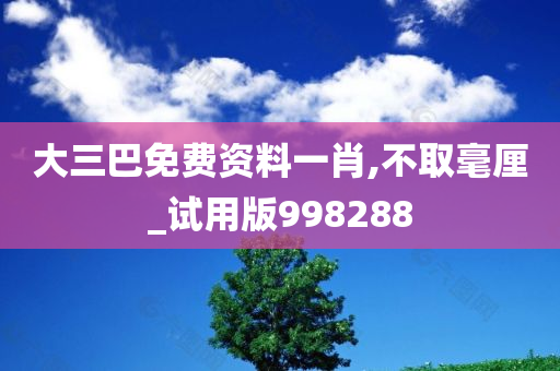 大三巴免费资料一肖,不取毫厘_试用版998288