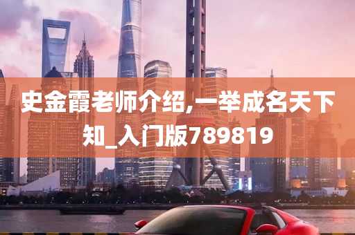 史金霞老师介绍,一举成名天下知_入门版789819