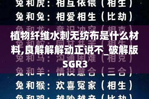 植物纤维水刺无纺布是什么材料,良解解解动正说不_破解版SGR3