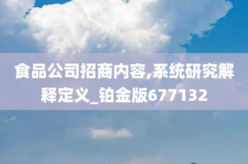 食品公司招商内容,系统研究解释定义_铂金版677132