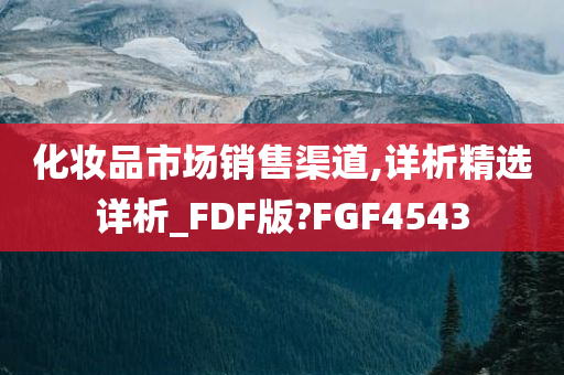 化妆品市场销售渠道,详析精选详析_FDF版?FGF4543