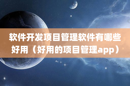 软件开发项目管理软件有哪些好用（好用的项目管理app）