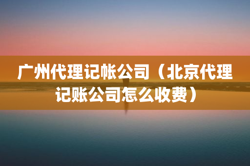 广州代理记帐公司（北京代理记账公司怎么收费）