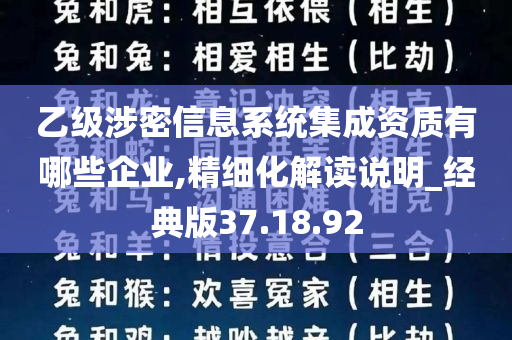 乙级涉密信息系统集成资质有哪些企业,精细化解读说明_经典版37.18.92