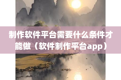 制作软件平台需要什么条件才能做（软件制作平台app）